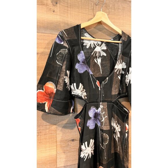 NEW GANNI  Women Maxi Silk Dress Flowers Black SIZE 36/ S - Picture 6 of 13